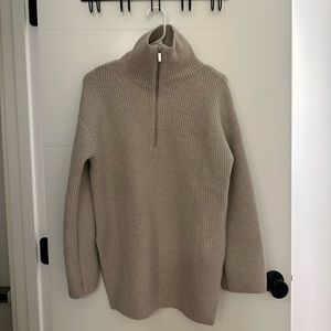 Long Zip Up Sweater (Taupe) Size XS WORN ONCE